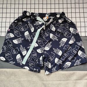 Brain Dead Navy White Logo-Print Athletic Shorts with Mint Drawcord